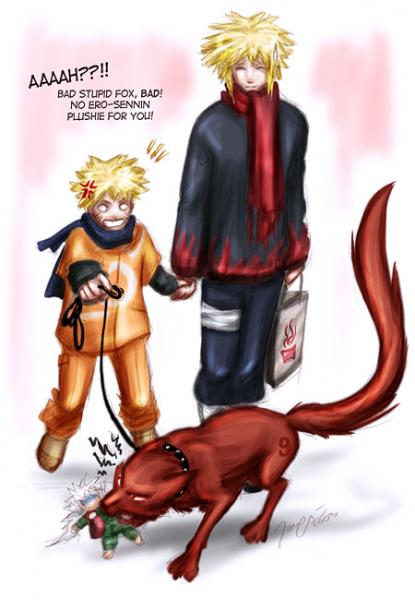 naruto,kyubi et yondaime(le 4 hokage)